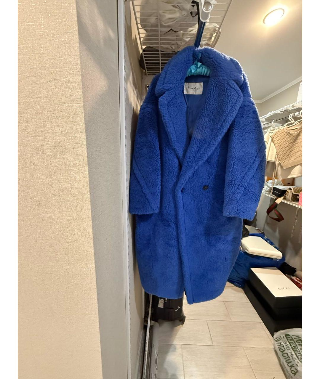 'S MAX MARA Синяя шерстяная шуба, фото 2