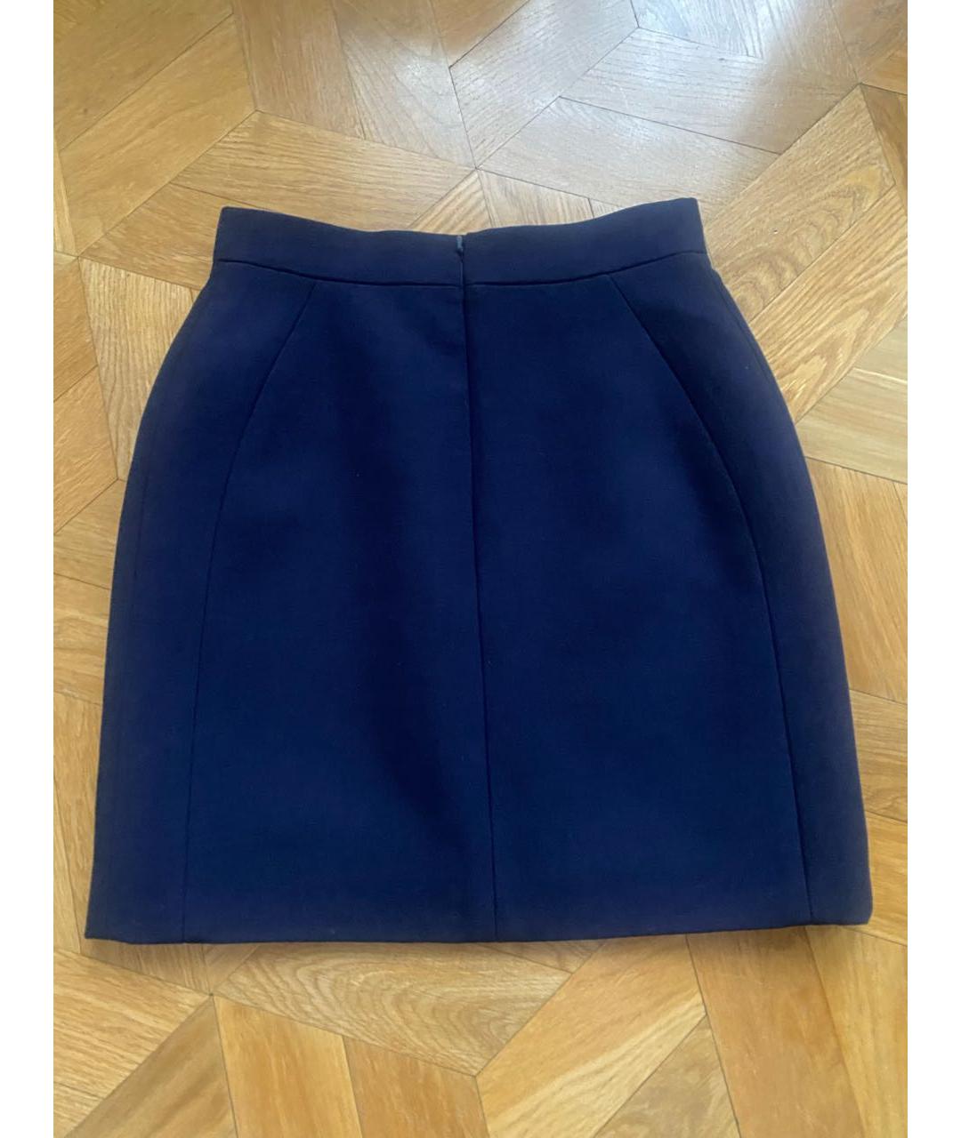 MUGLER Темно-синяя шерстяная юбка мини, фото 3