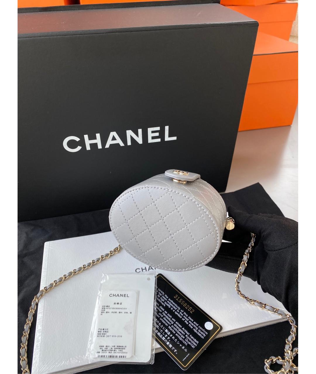 CHANEL Серая кожаная сумка через плечо, фото 5