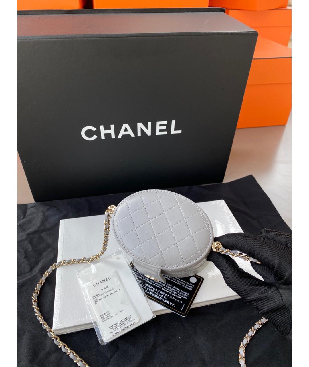 CHANEL Серая кожаная сумка через плечо, фото 6