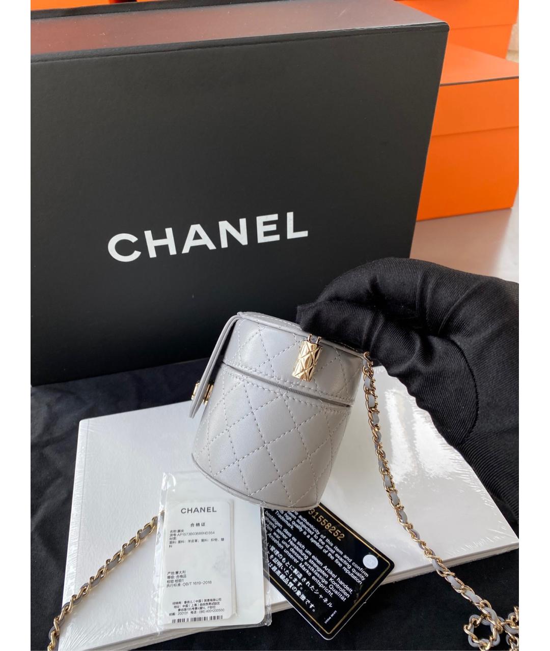 CHANEL Серая кожаная сумка через плечо, фото 4