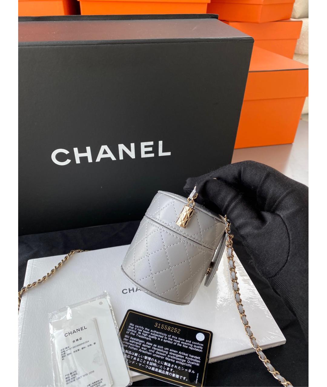 CHANEL Серая кожаная сумка через плечо, фото 3