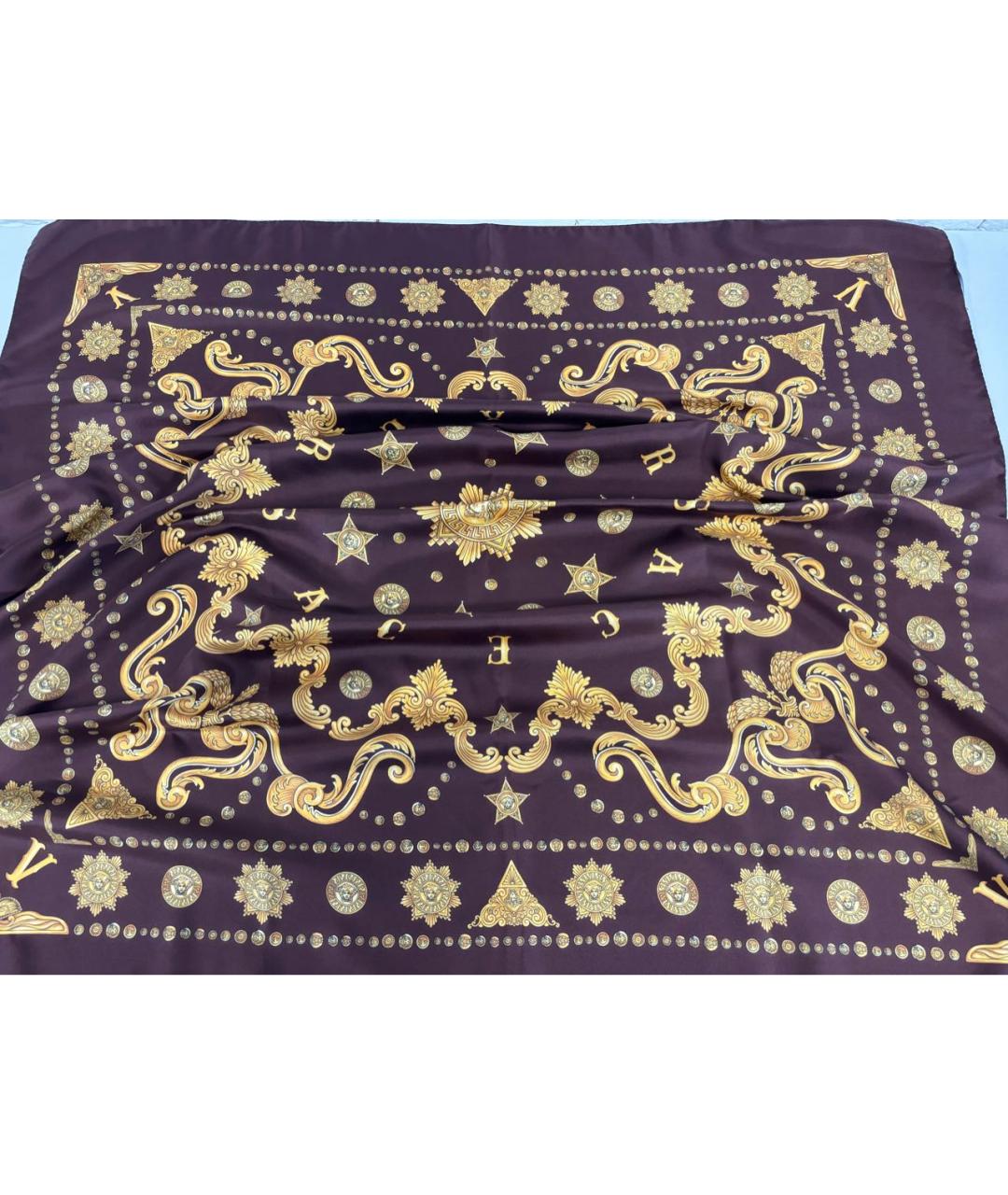 VERSACE Коричневый шелковый платок, фото 8