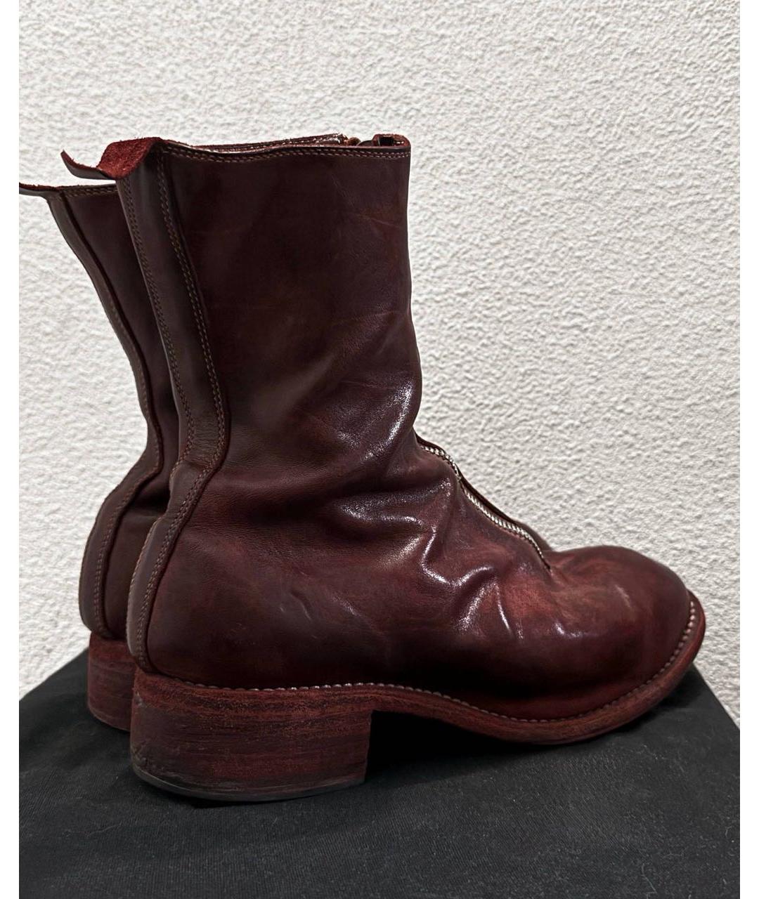 GUIDI Бордовые кожаные высокие ботинки, фото 3