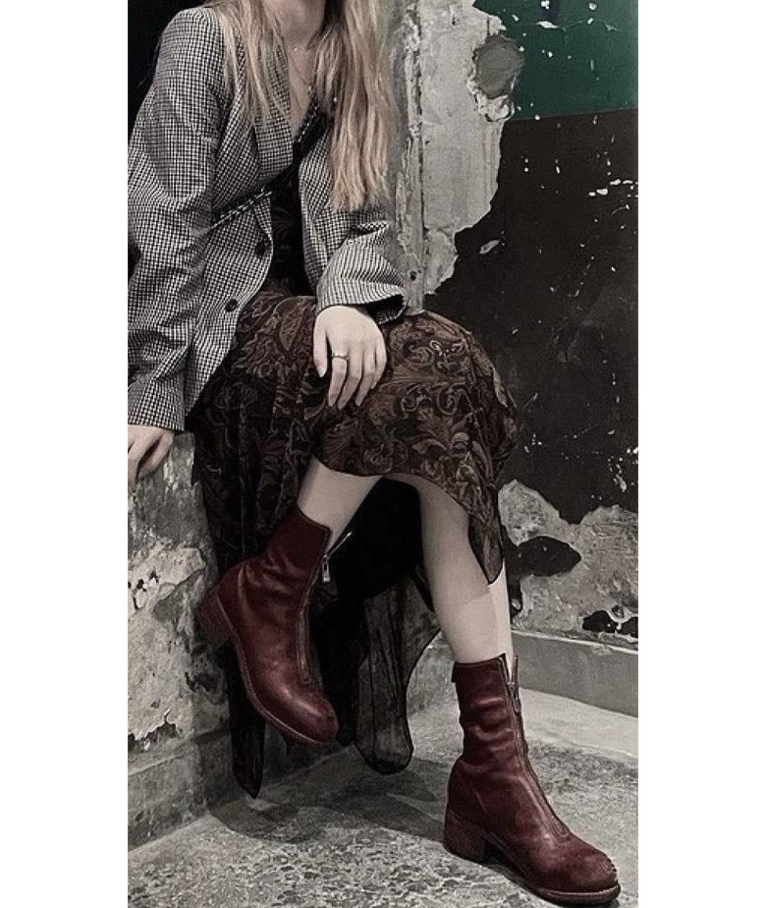 GUIDI Бордовые кожаные высокие ботинки, фото 5