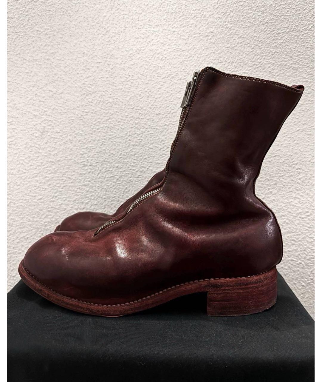 GUIDI Бордовые кожаные высокие ботинки, фото 7