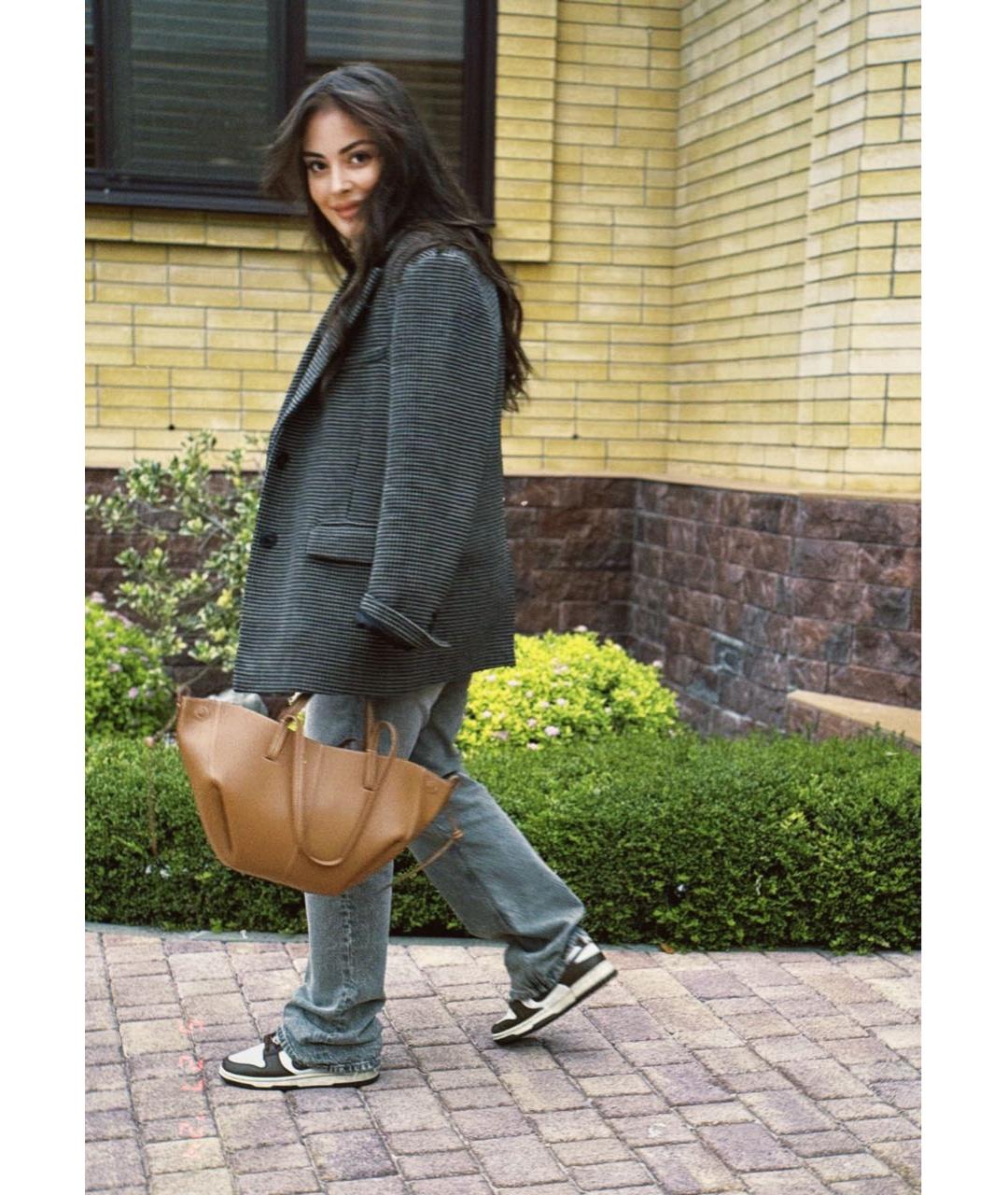 POLENE Коричневая кожаная сумка тоут, фото 6