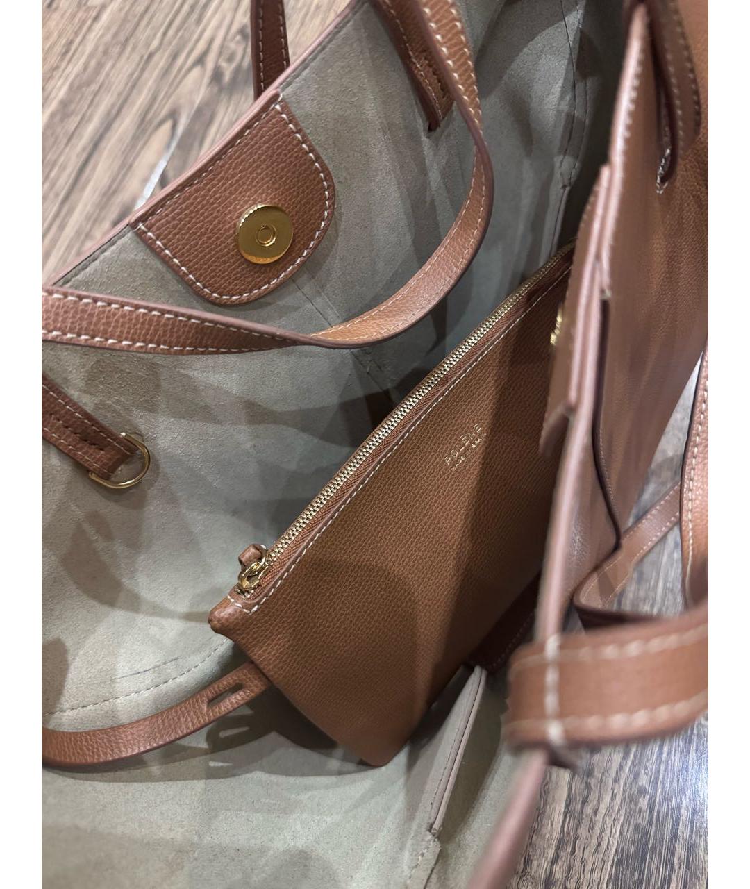 POLENE Коричневая кожаная сумка тоут, фото 4