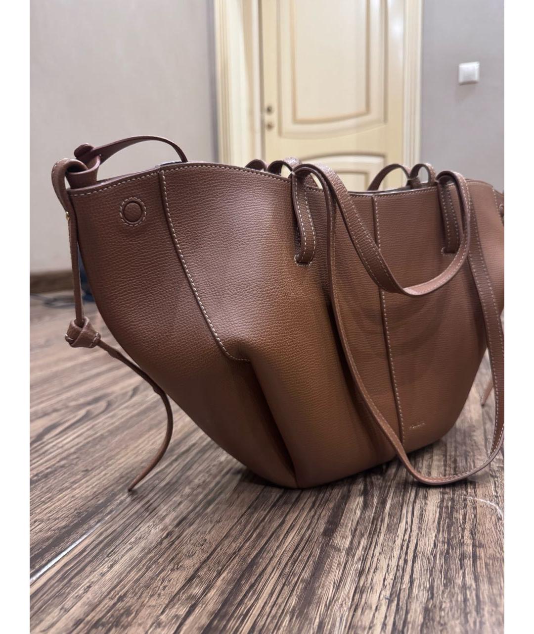 POLENE Коричневая кожаная сумка тоут, фото 2