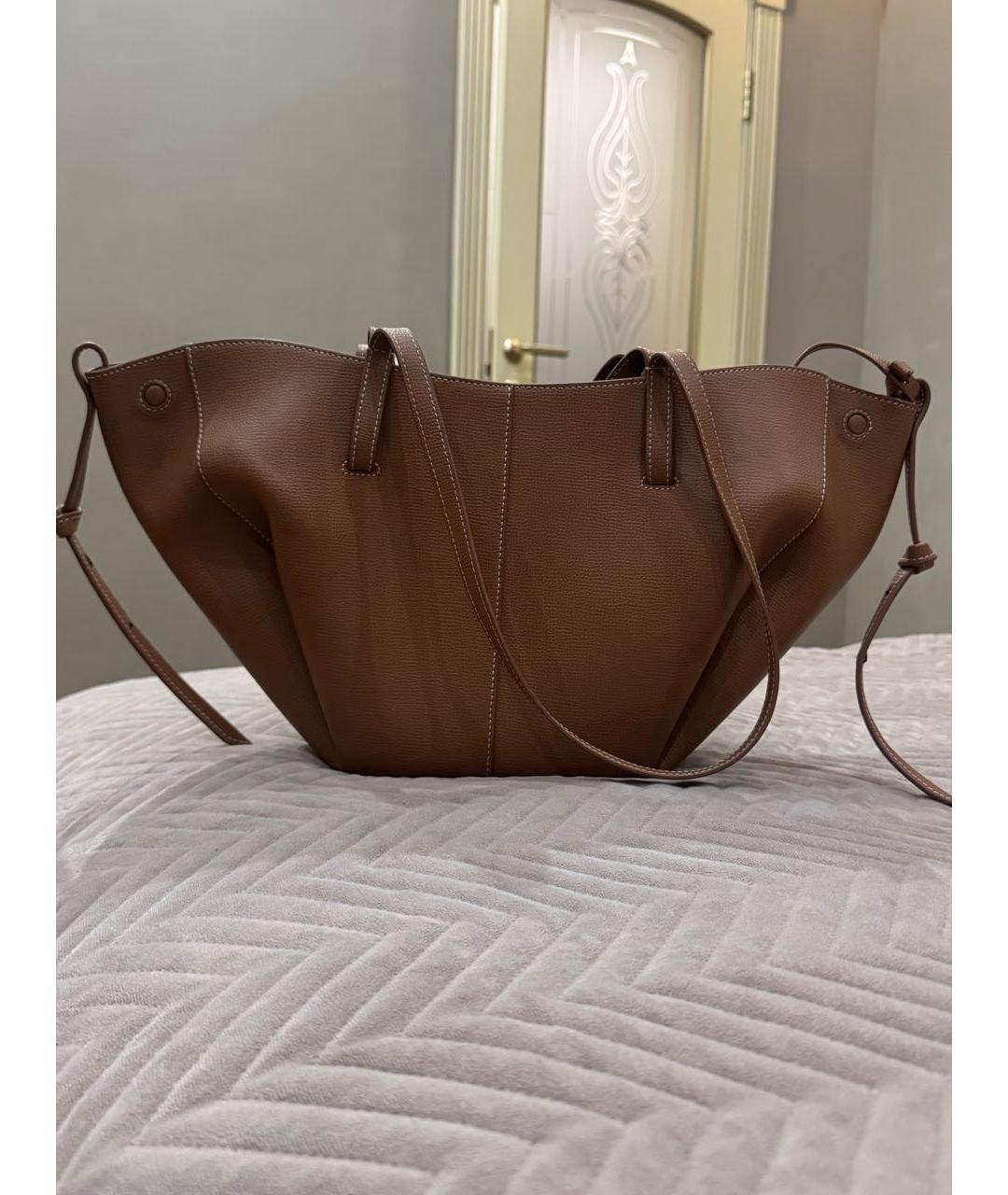 POLENE Коричневая кожаная сумка тоут, фото 3