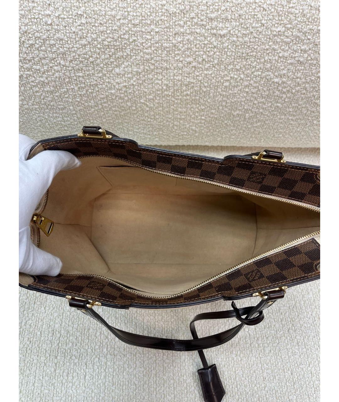 LOUIS VUITTON Коричневая кожаная сумка с короткими ручками, фото 4