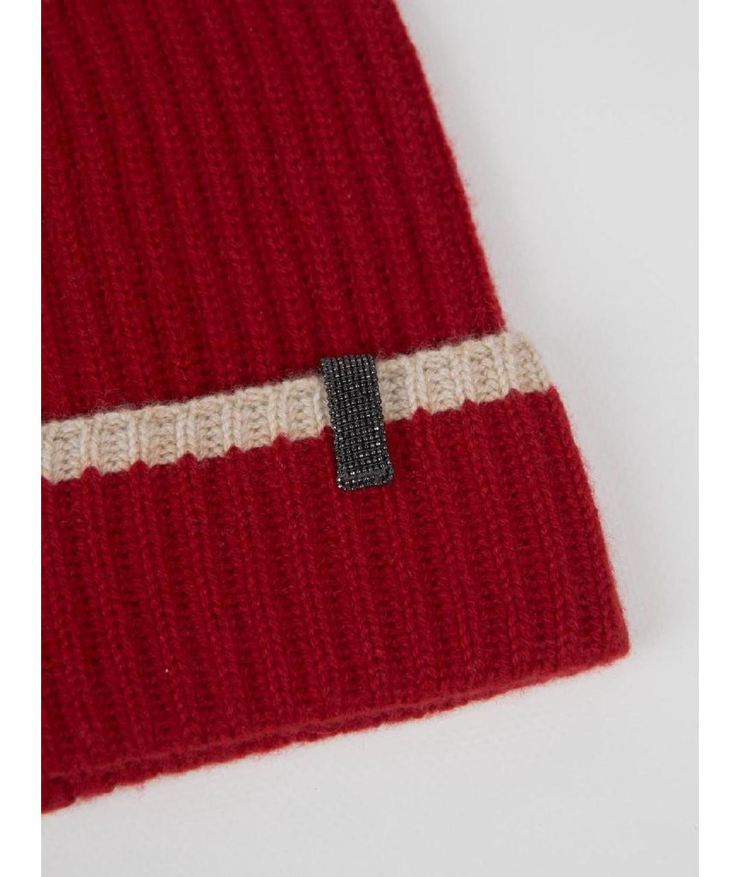 BRUNELLO CUCINELLI Красная кашемировая шапка, фото 5