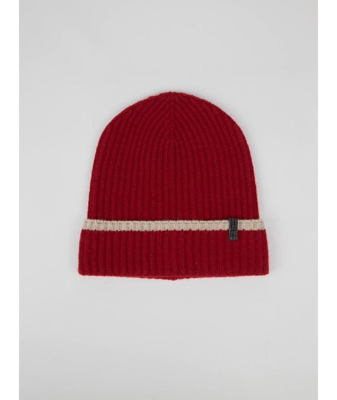 BRUNELLO CUCINELLI Красная кашемировая шапка, фото 7