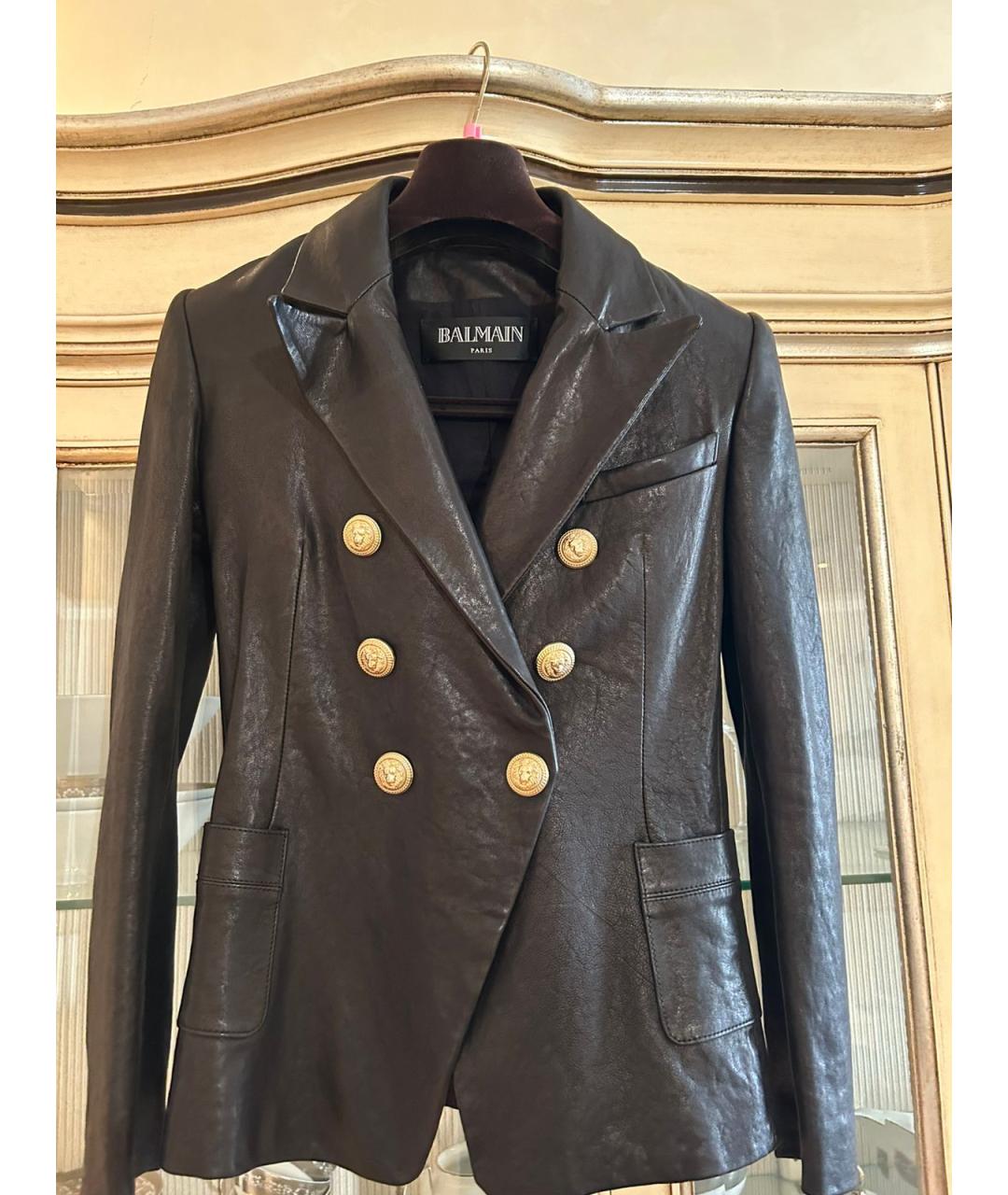 BALMAIN Черная кожаная куртка, фото 5