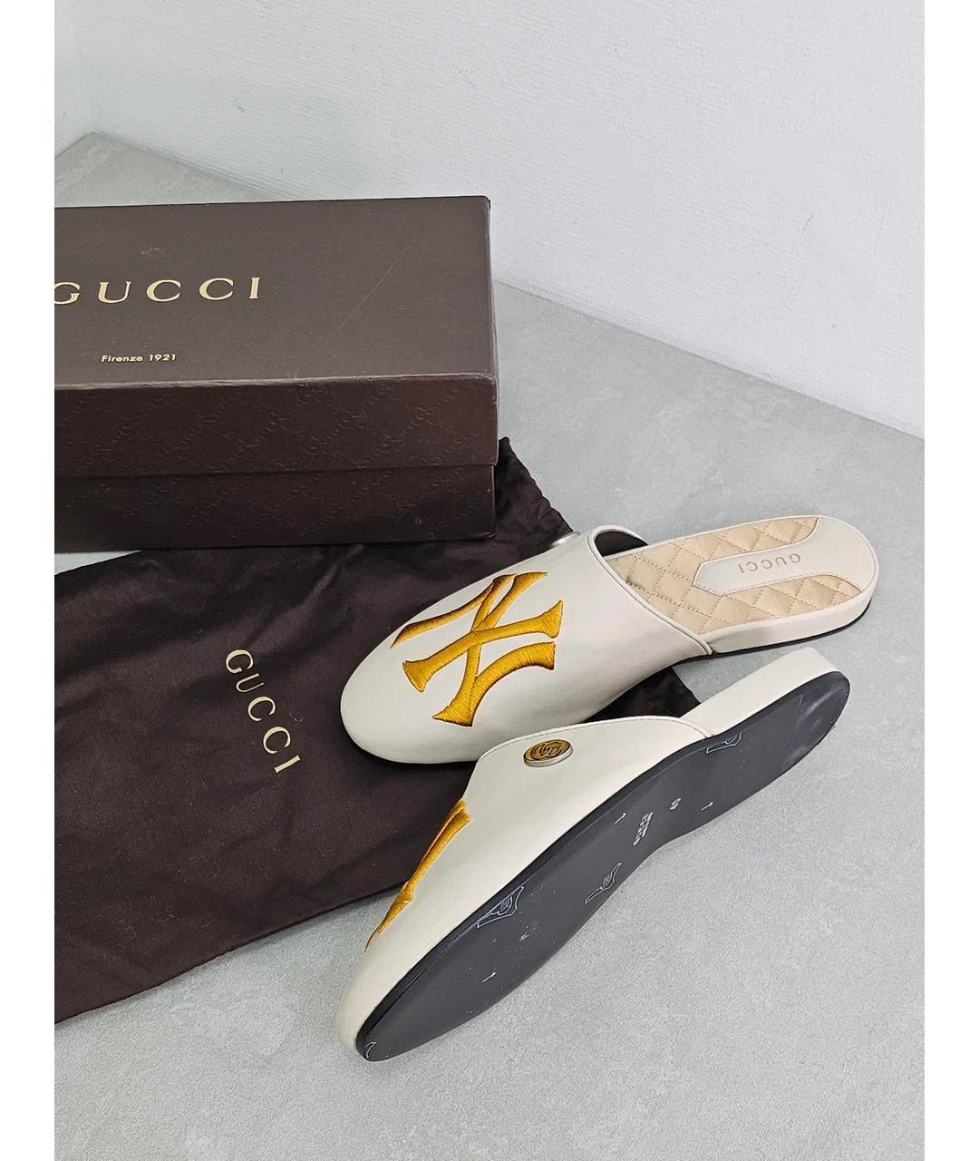 GUCCI Бежевые кожаные мюли, фото 7
