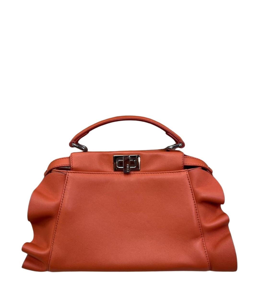 FENDI Оранжевая сумка с короткими ручками из лакированной кожи, фото 1