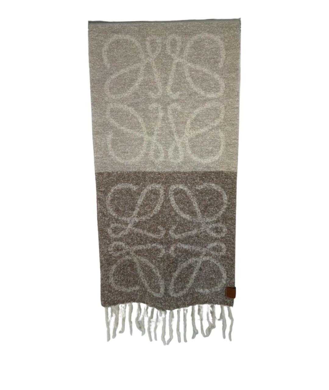 LOEWE Бежевый шерстяной шарф, фото 1