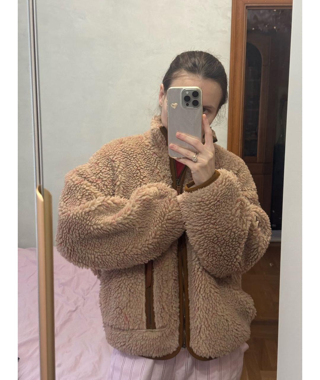 UGG AUSTRALIA Бежевая синтетическая куртка, фото 5