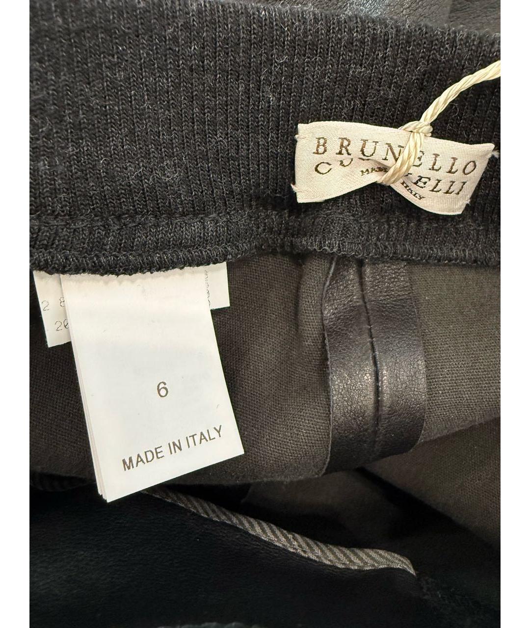 BRUNELLO CUCINELLI Черные кожаные брюки и шорты, фото 5