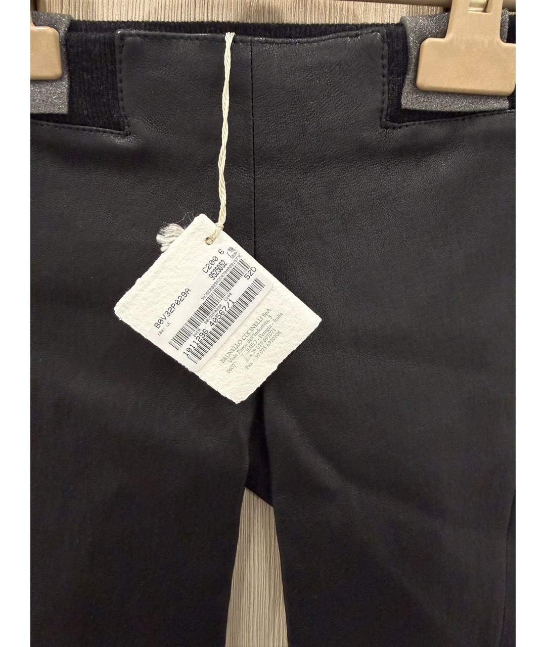 BRUNELLO CUCINELLI Черные кожаные брюки и шорты, фото 4