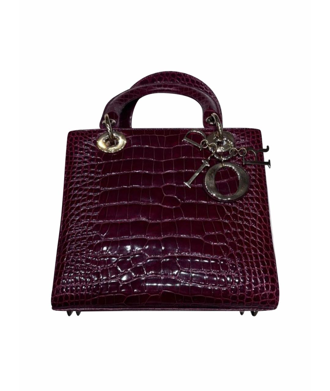 CHRISTIAN DIOR Бордовая сумка с короткими ручками из экзотической кожи, фото 1