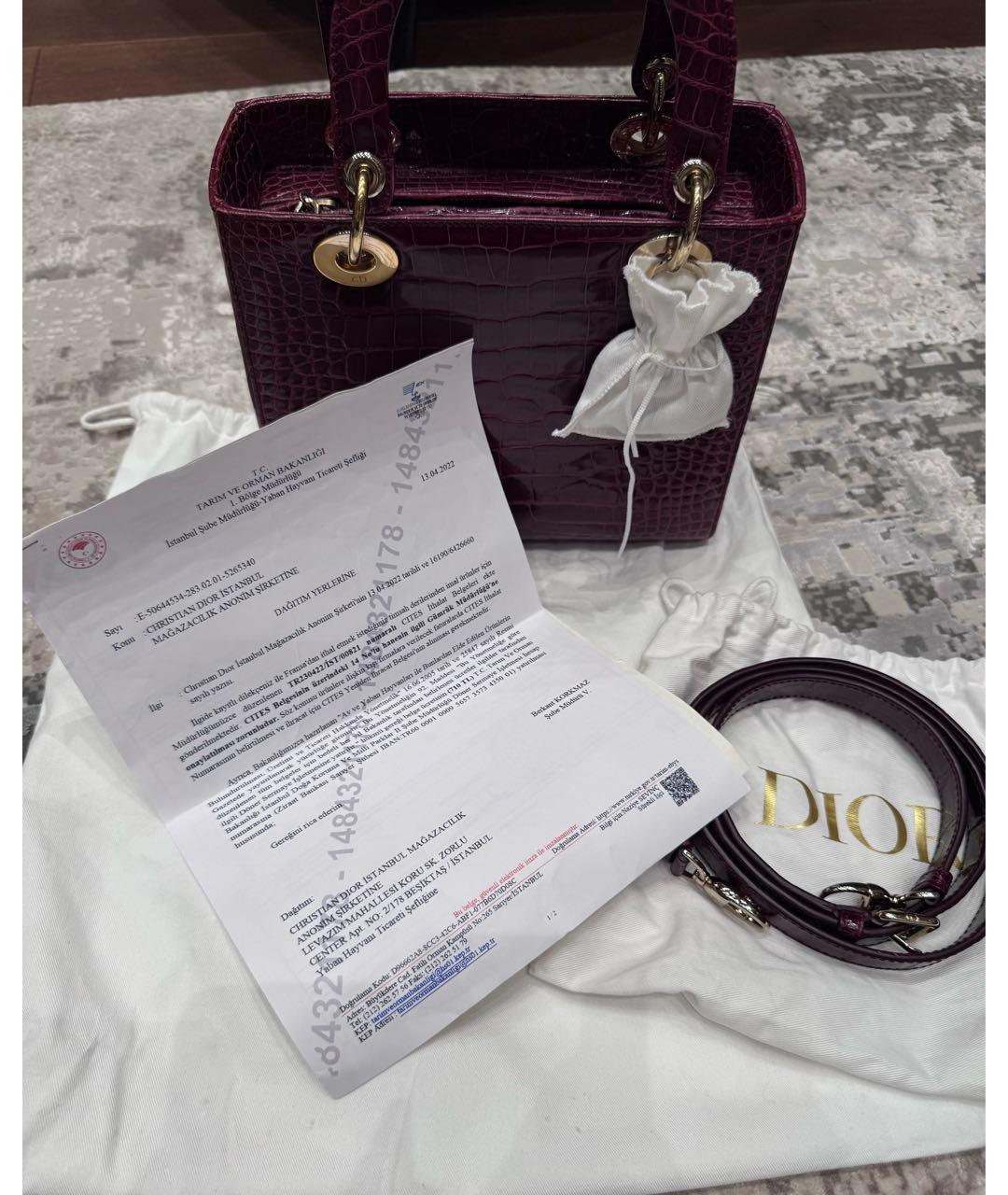 CHRISTIAN DIOR Бордовая сумка с короткими ручками из экзотической кожи, фото 2