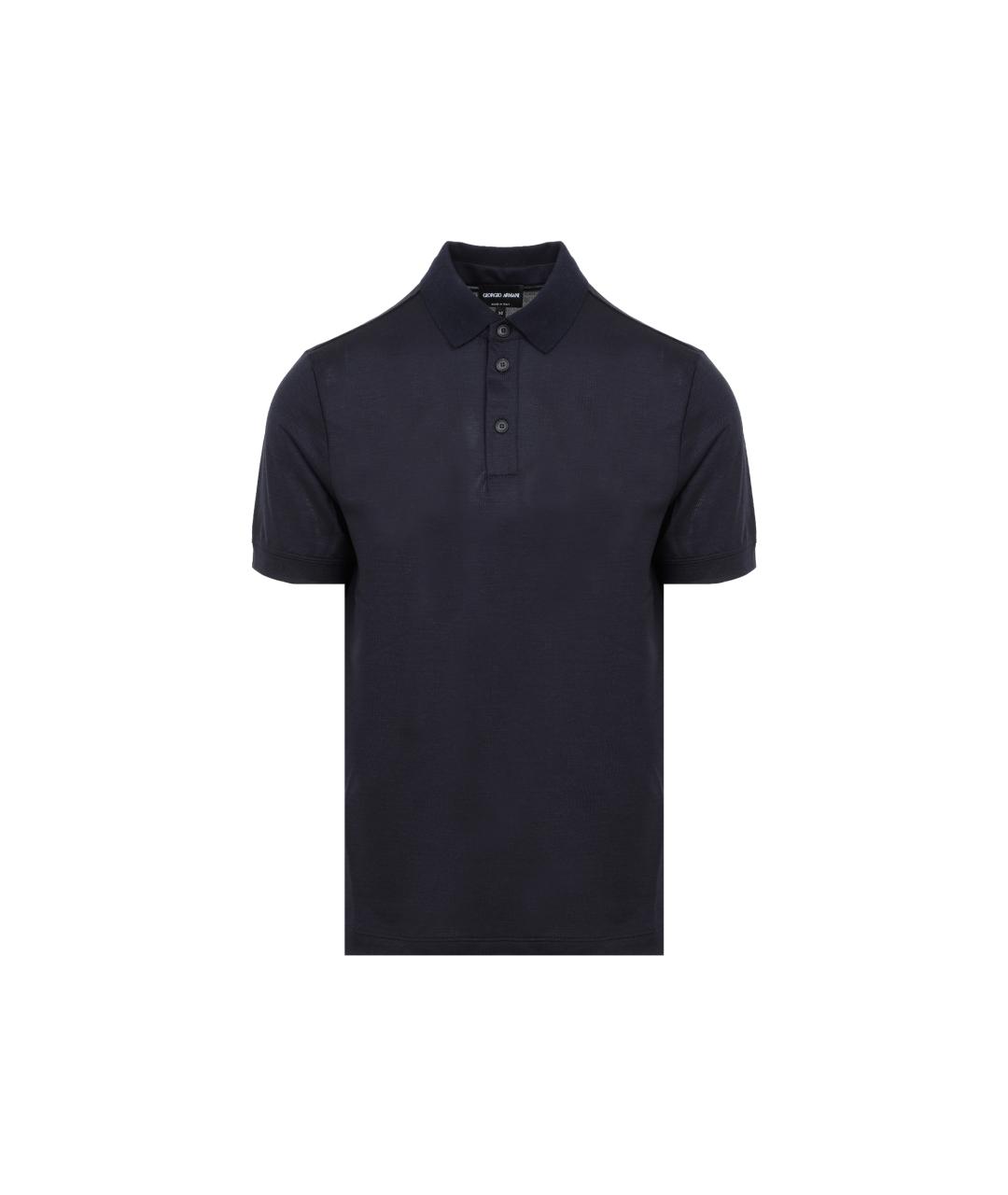 GIORGIO ARMANI Темно-синее поло с коротким рукавом, фото 1
