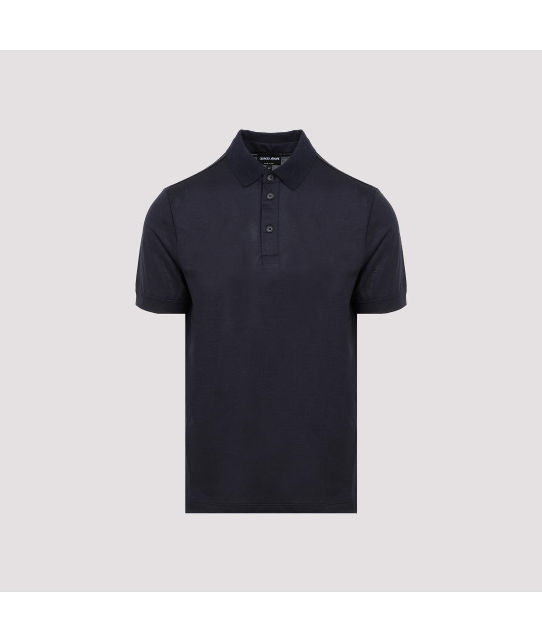 GIORGIO ARMANI Темно-синее поло с коротким рукавом, фото 3