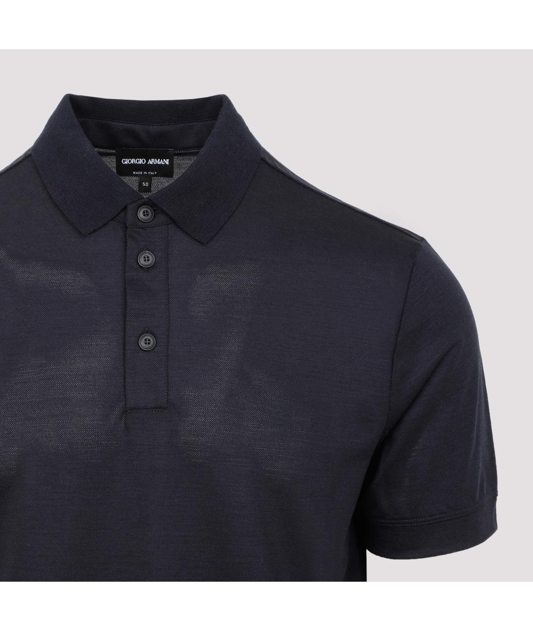 GIORGIO ARMANI Темно-синее поло с коротким рукавом, фото 5