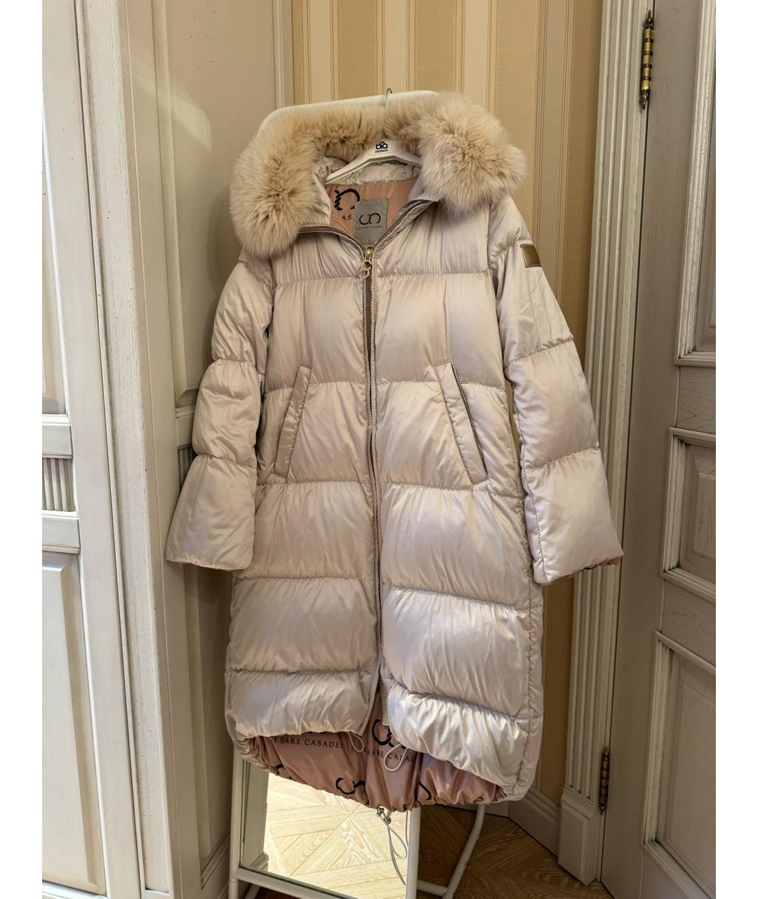 CASADEI Бежевый шифоновый пуховик, фото 7