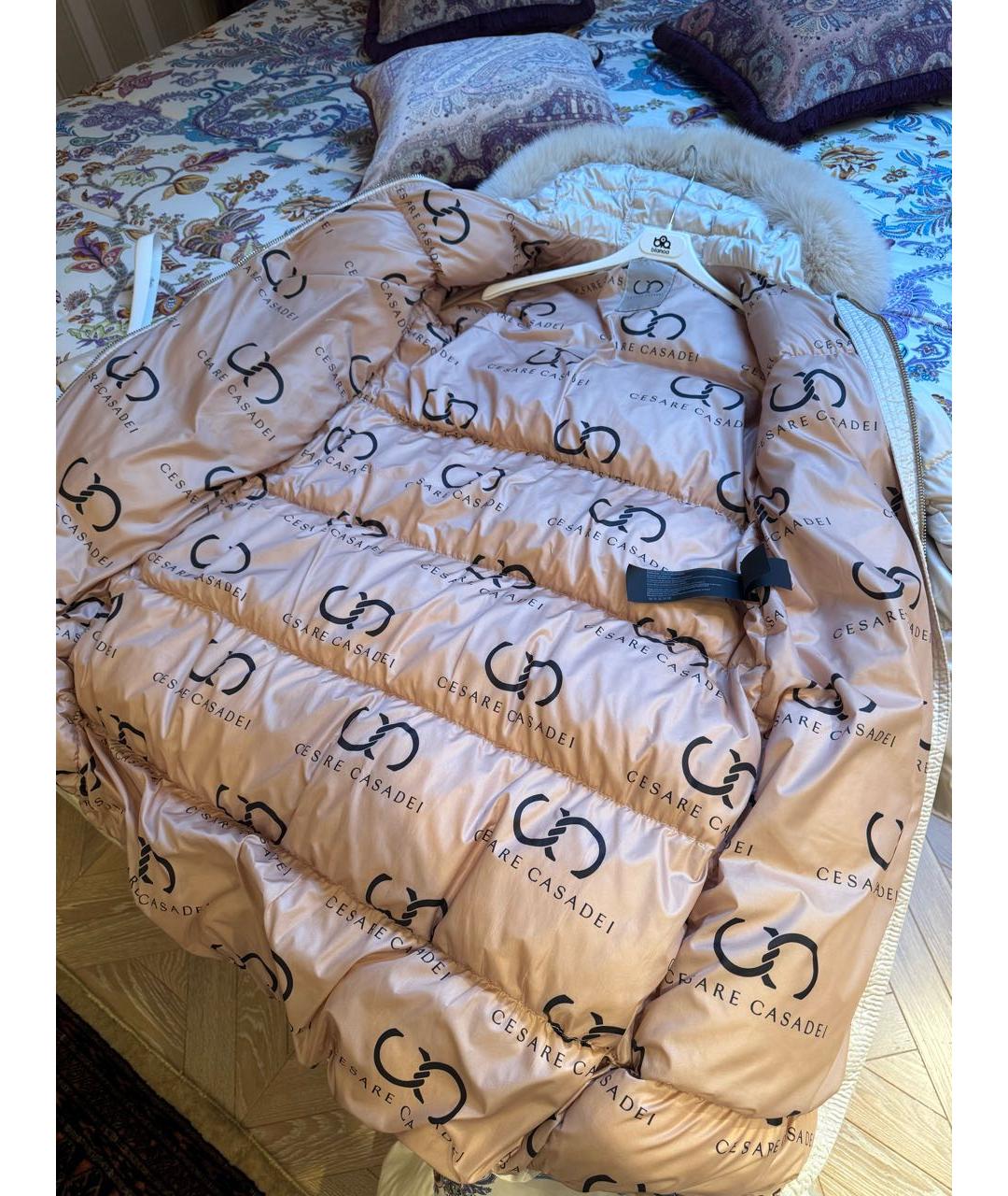 CASADEI Бежевый шифоновый пуховик, фото 5