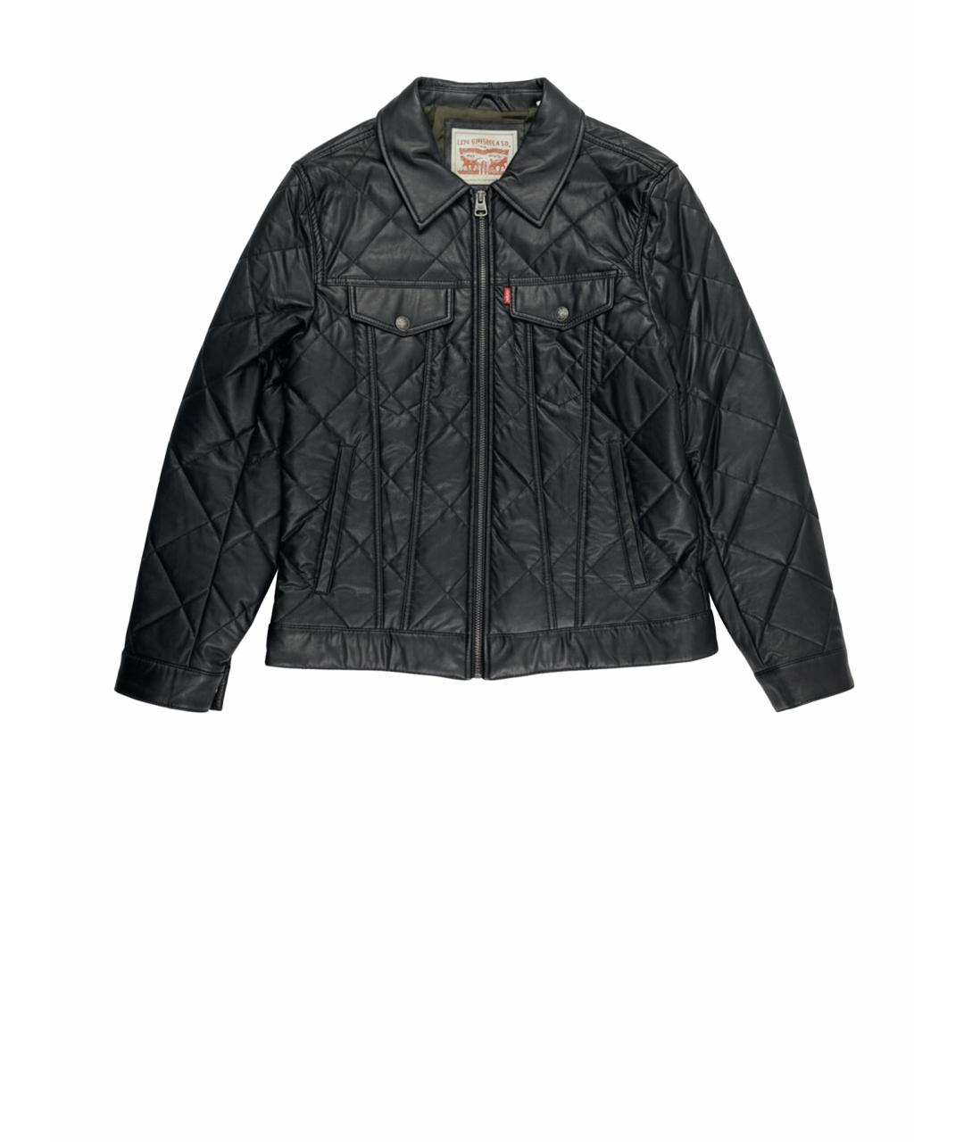 LEVI'S Черная кожаная куртка, фото 1