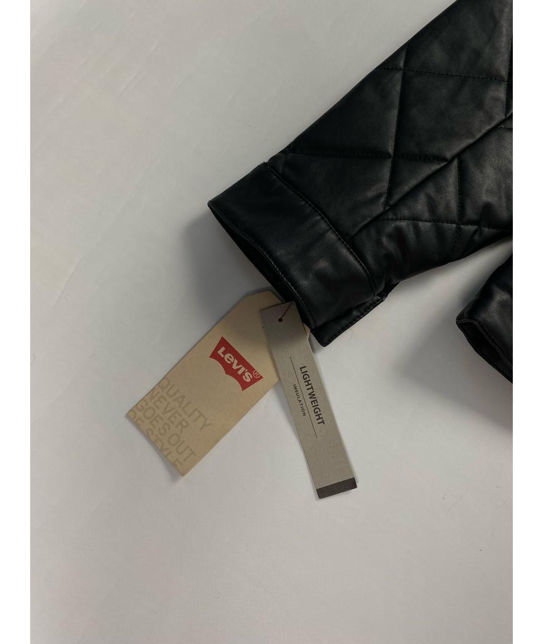 LEVI'S Черная кожаная куртка, фото 4