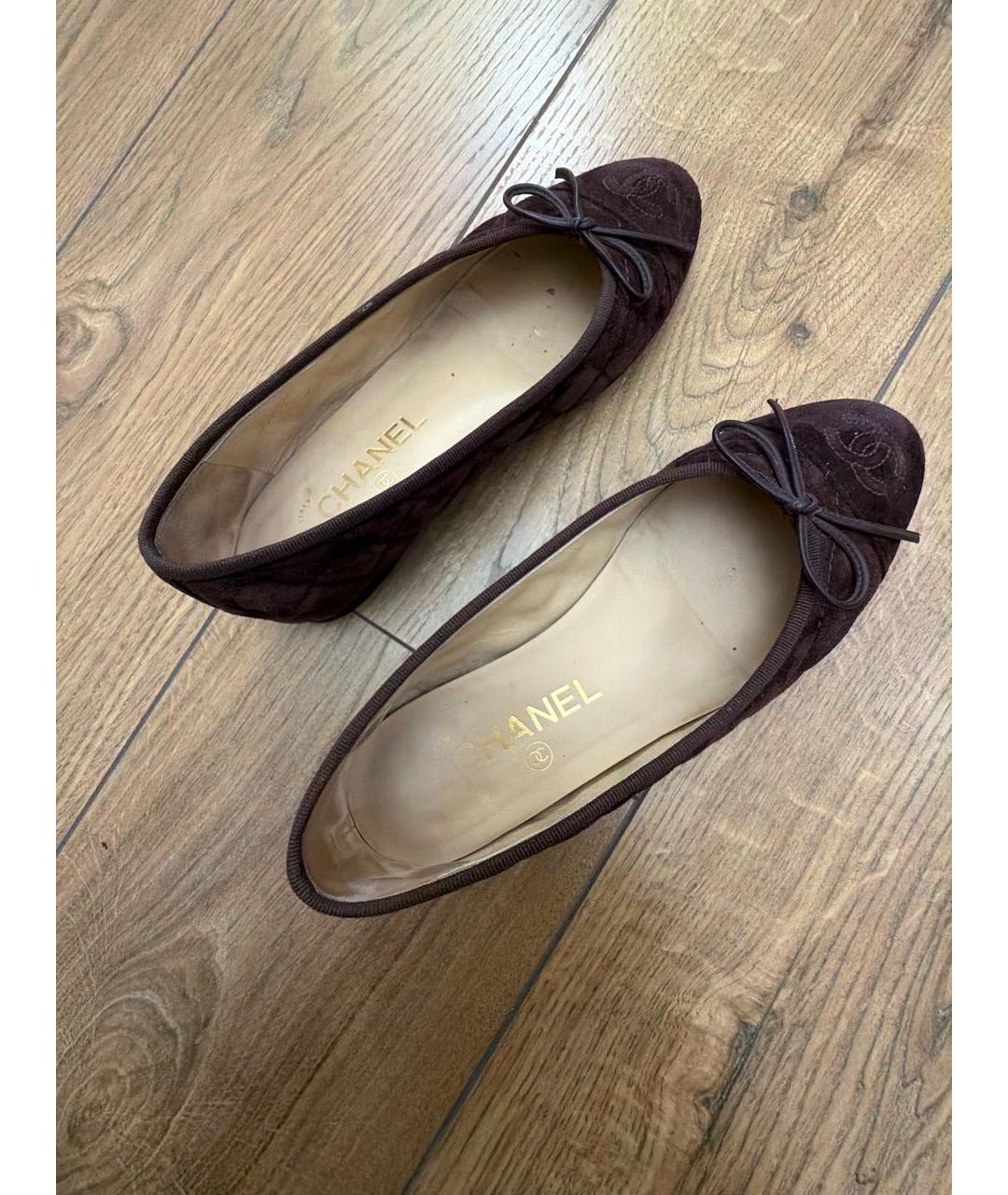 CHANEL Бордовые замшевые балетки, фото 6