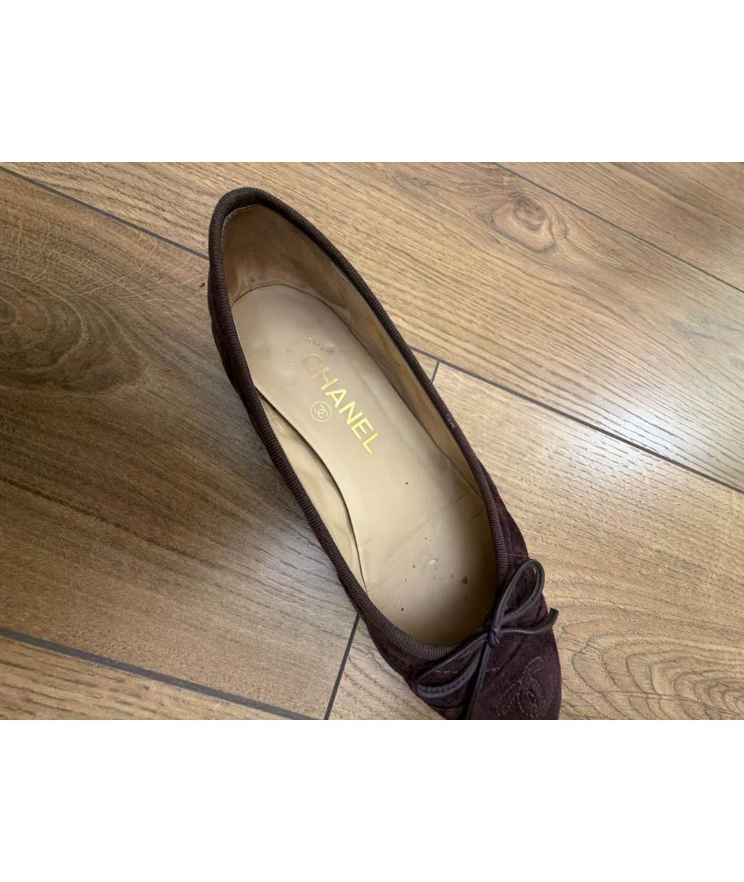 CHANEL Бордовые замшевые балетки, фото 5