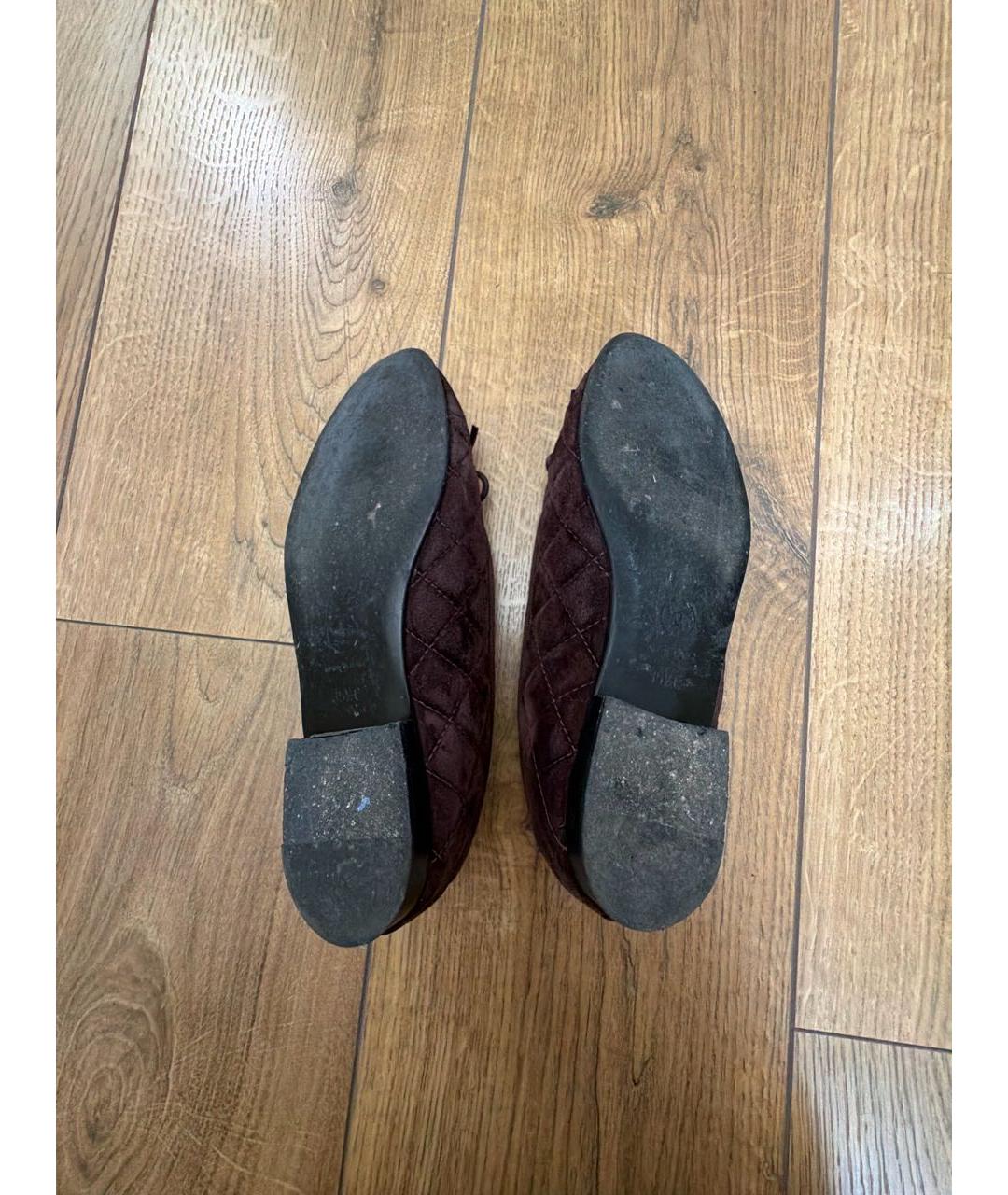 CHANEL Бордовые замшевые балетки, фото 7