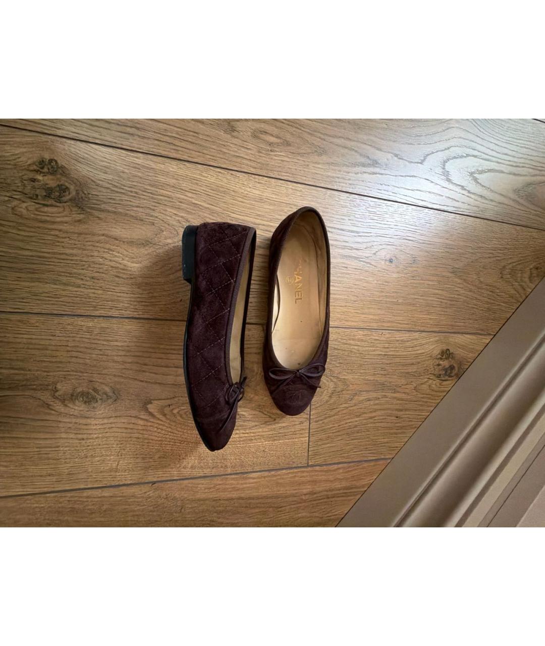 CHANEL Бордовые замшевые балетки, фото 8