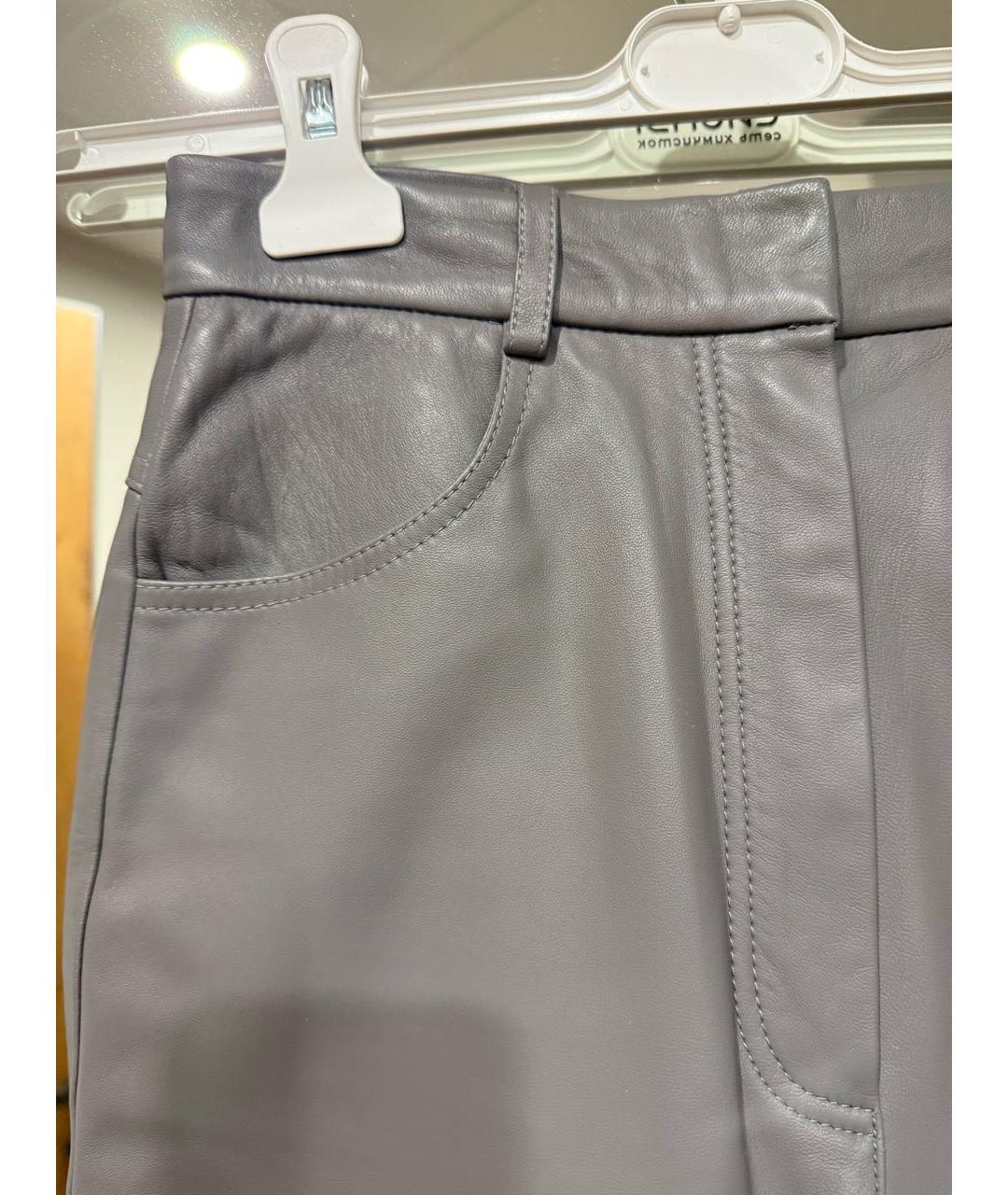 12 STOREEZ Антрацитовые кожаные прямые брюки, фото 3