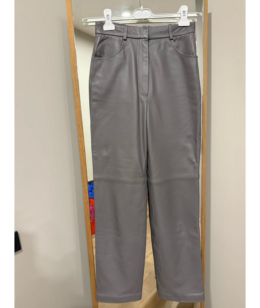 12 STOREEZ Антрацитовые кожаные прямые брюки, фото 9