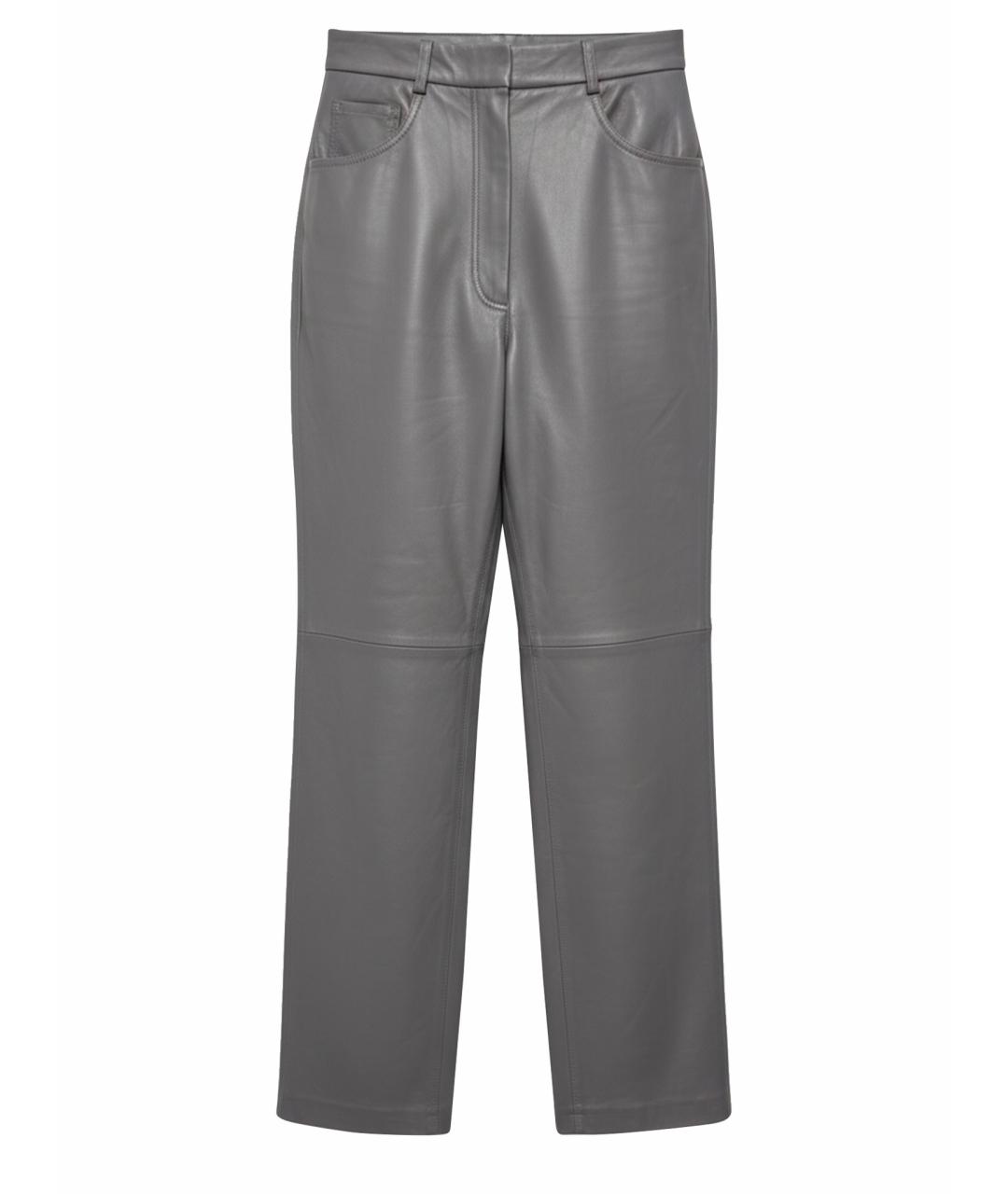 12 STOREEZ Антрацитовые кожаные прямые брюки, фото 1