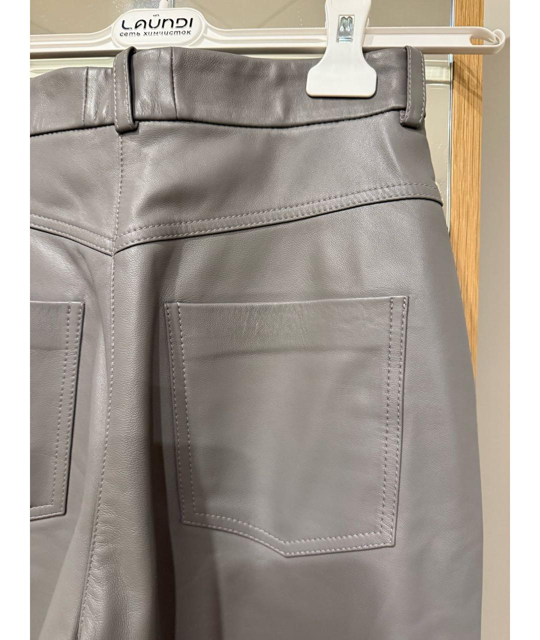 12 STOREEZ Антрацитовые кожаные прямые брюки, фото 6