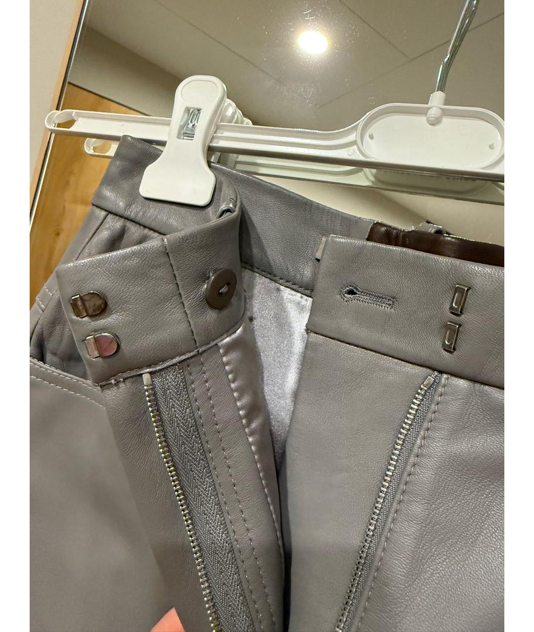 12 STOREEZ Антрацитовые кожаные прямые брюки, фото 4