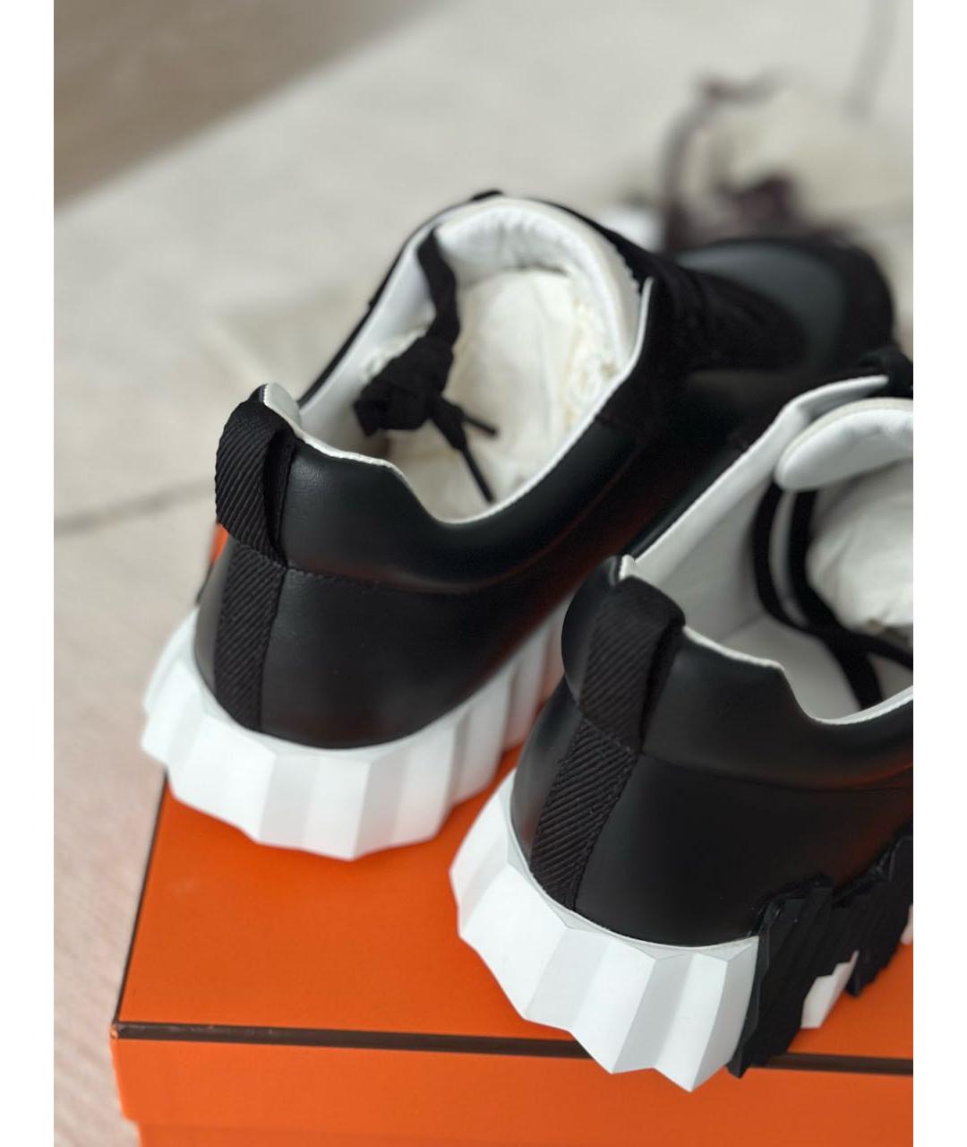 HERMES Черные кожаные низкие кроссовки / кеды, фото 3