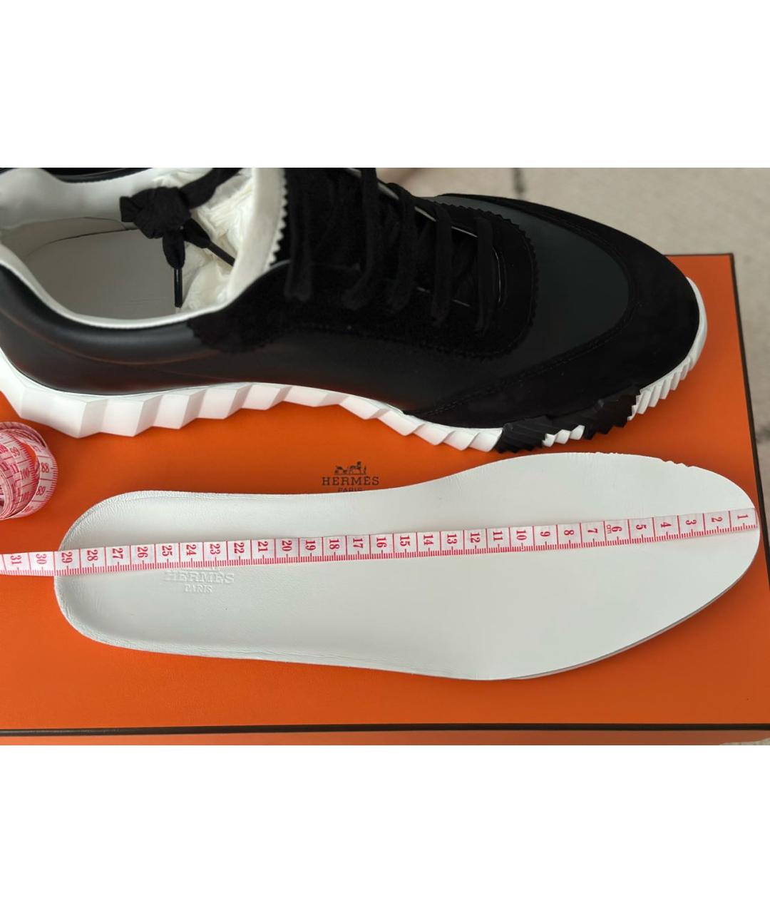 HERMES Черные кожаные низкие кроссовки / кеды, фото 4