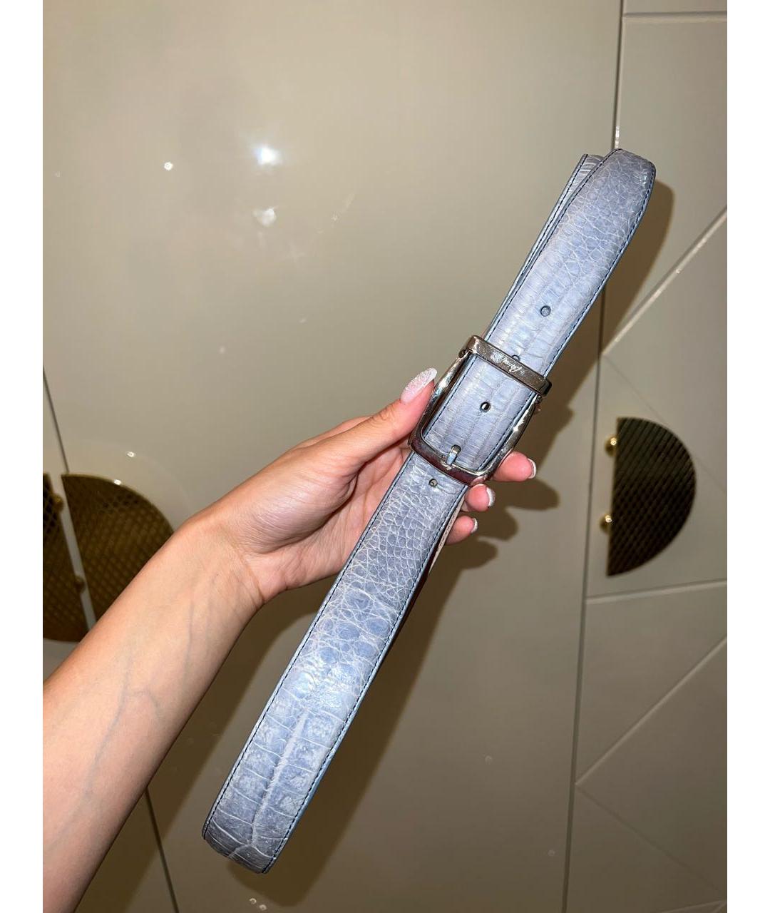 BRIONI Голубой ремень из экзотической кожи, фото 3