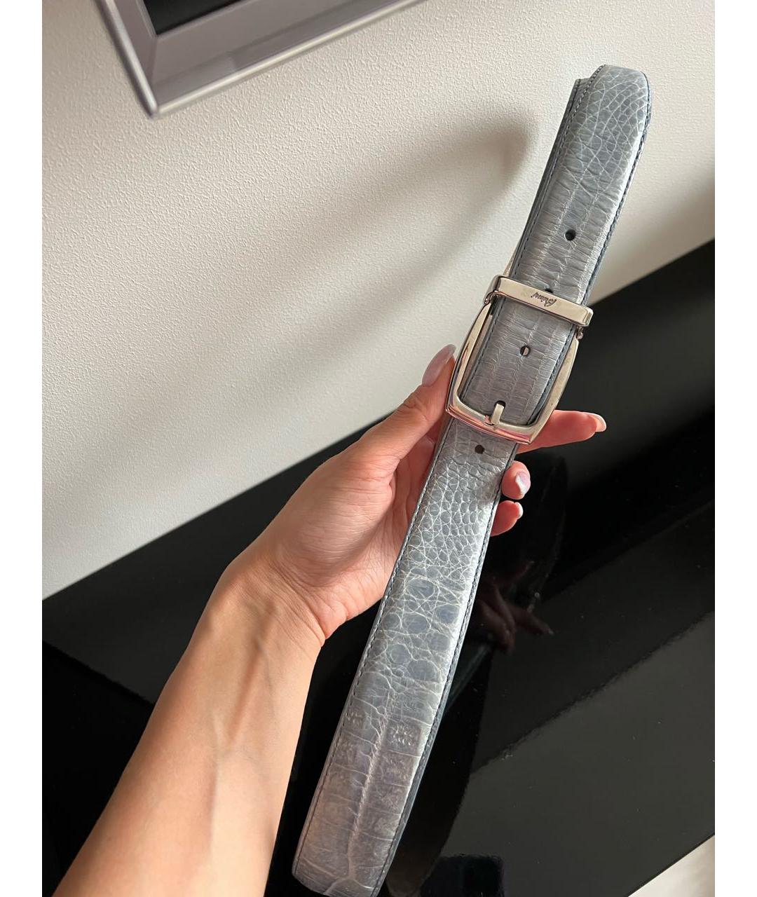 BRIONI Голубой ремень из экзотической кожи, фото 5