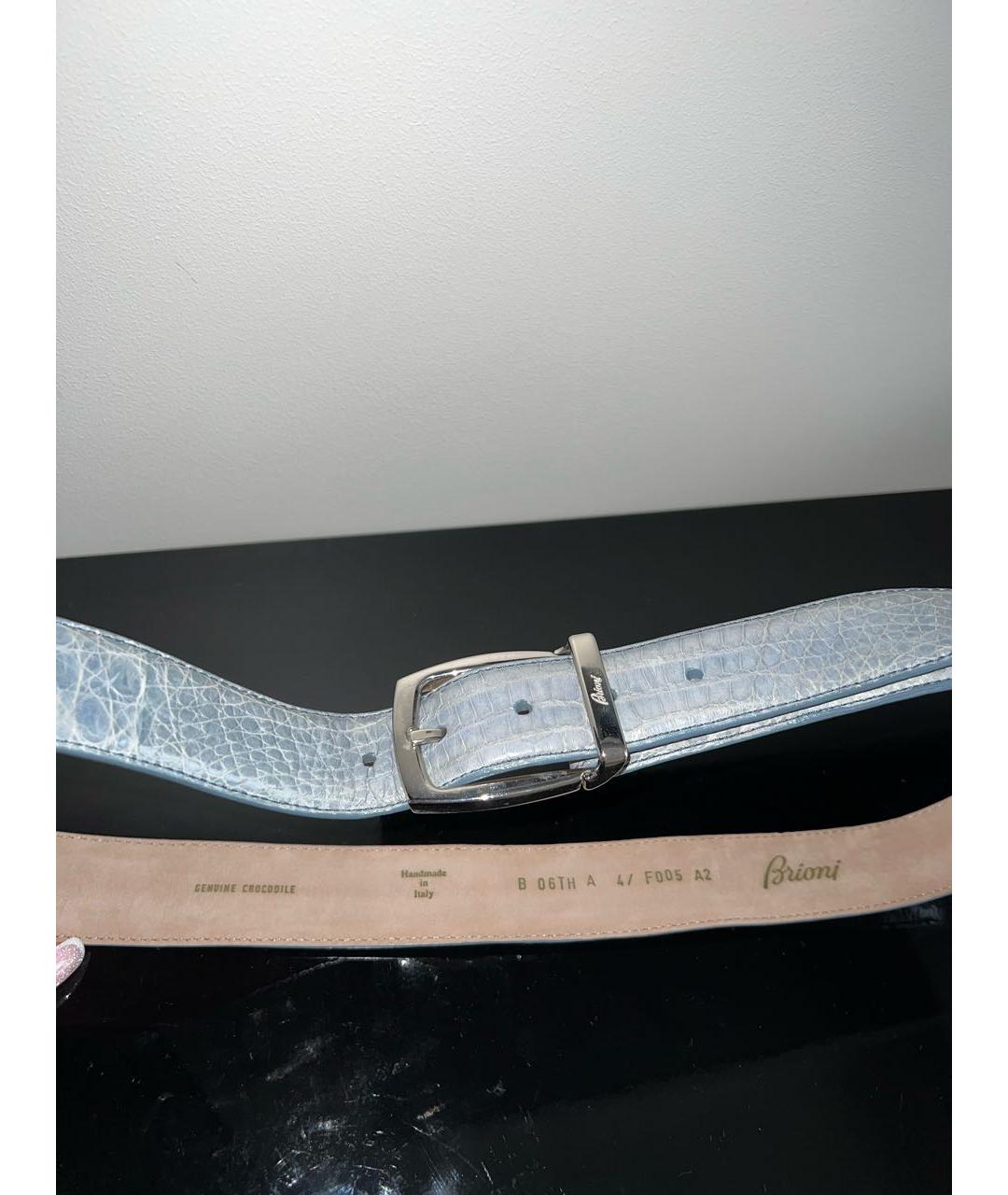BRIONI Голубой ремень из экзотической кожи, фото 4