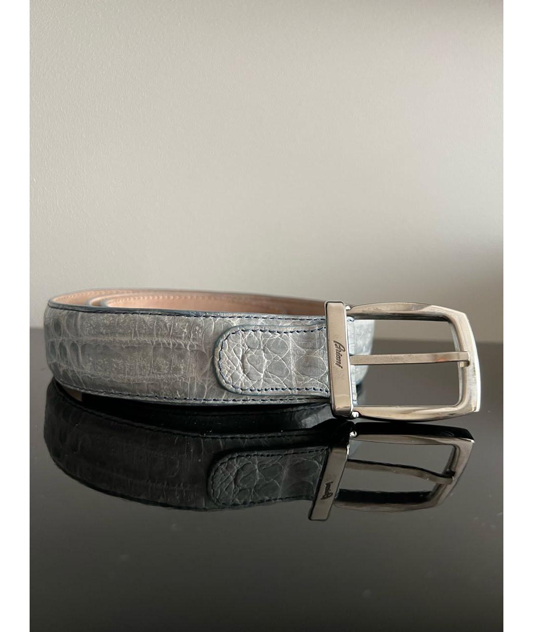 BRIONI Голубой ремень из экзотической кожи, фото 6