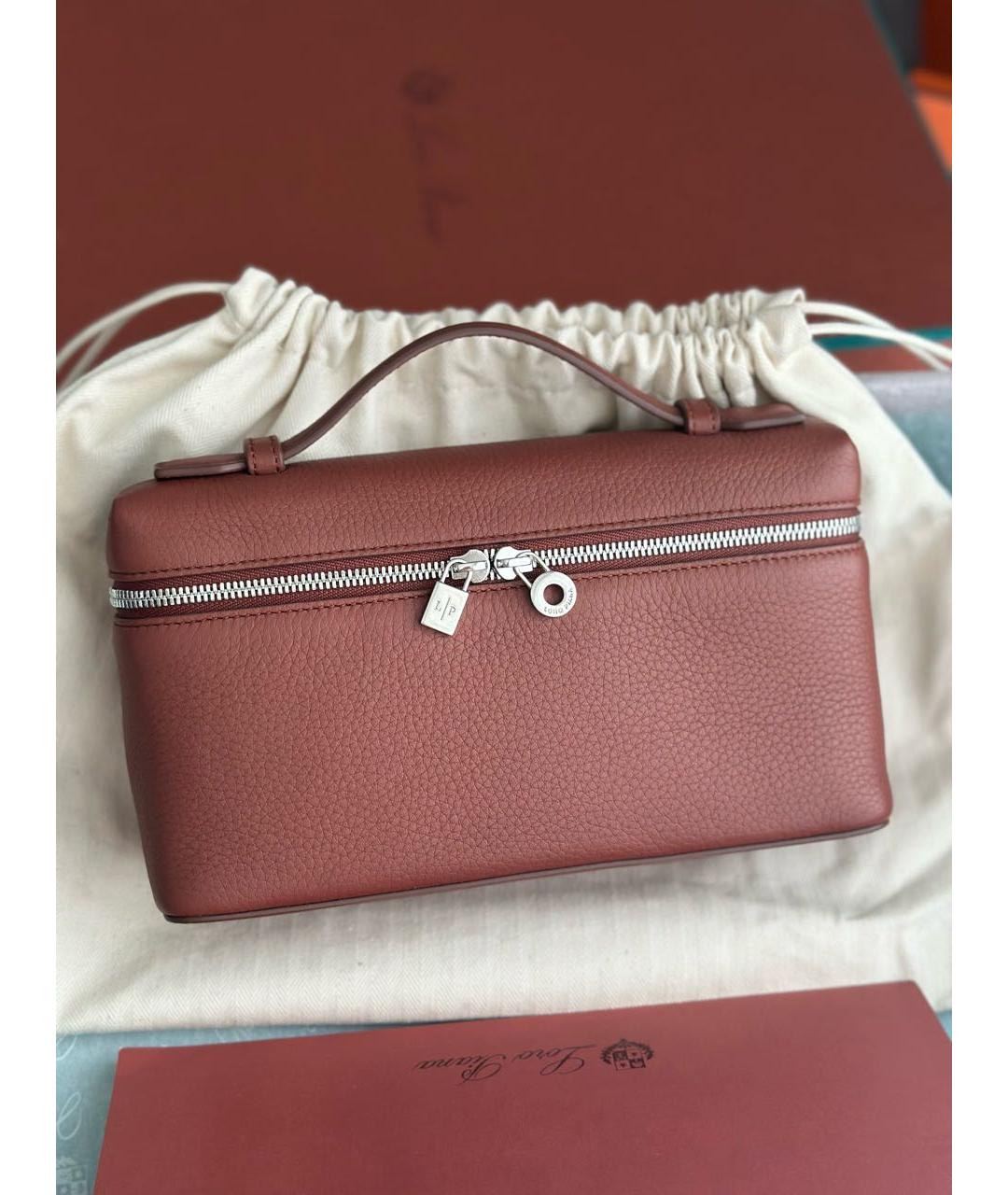 LORO PIANA Коричневая кожаная сумка через плечо, фото 2