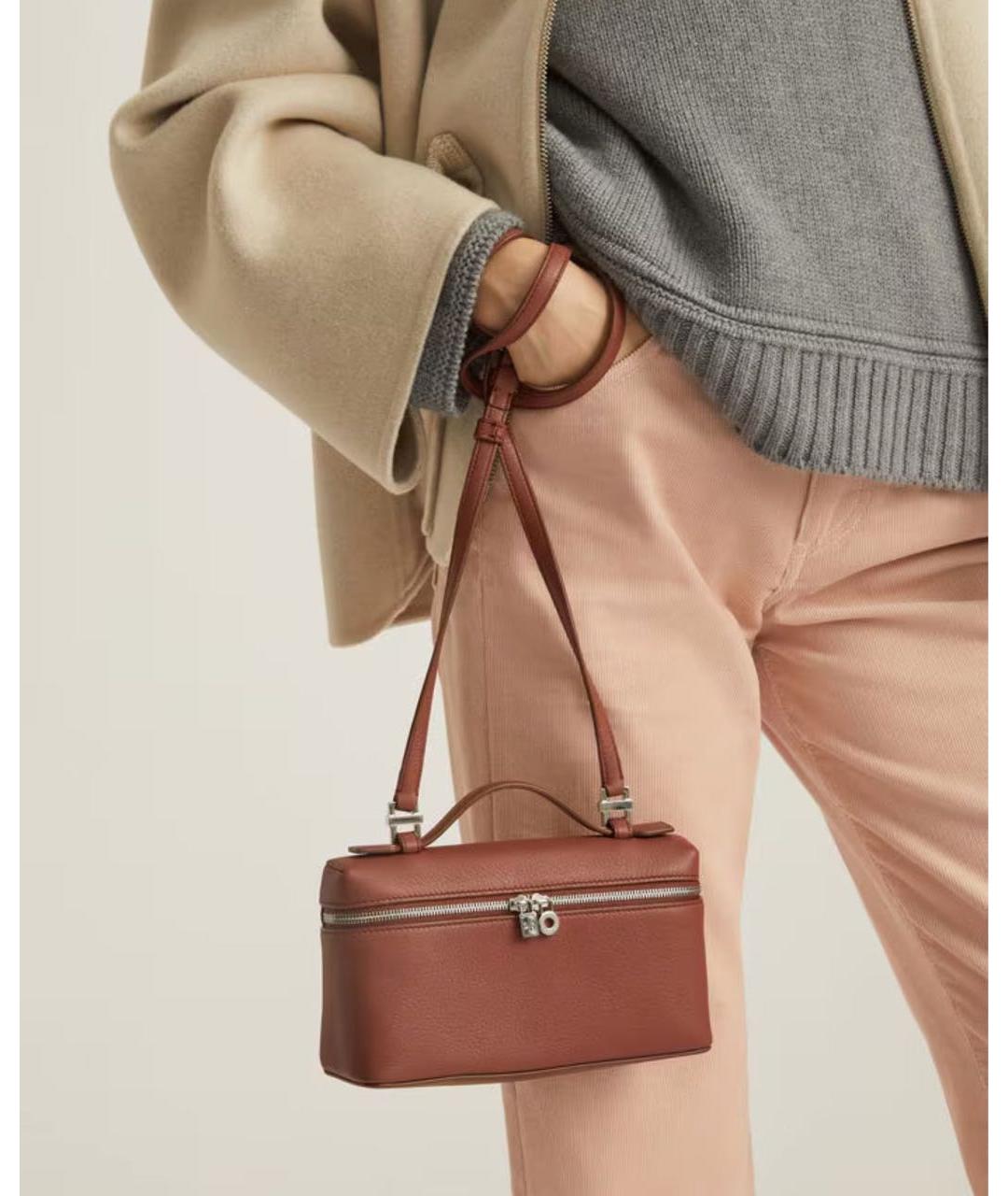 LORO PIANA Коричневая кожаная сумка через плечо, фото 5